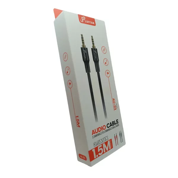 Cable Aux 4 Pole 3.5mm Male-Male 1.5M Plustar Noir