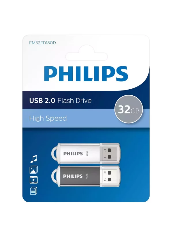 Philips 2 Clé USB 32Gb Flash Drive High Speed USB 2.0